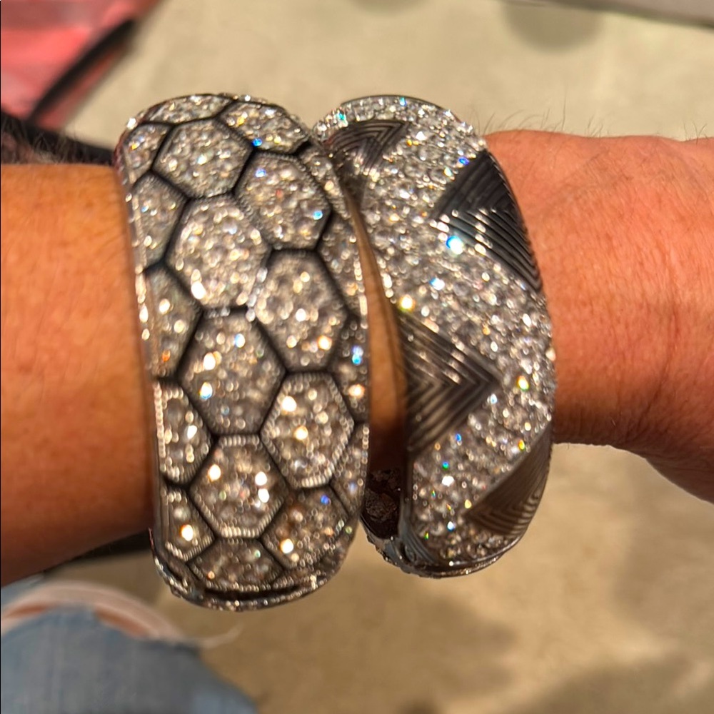 Elegant Silver and Black Diamond Bracelets